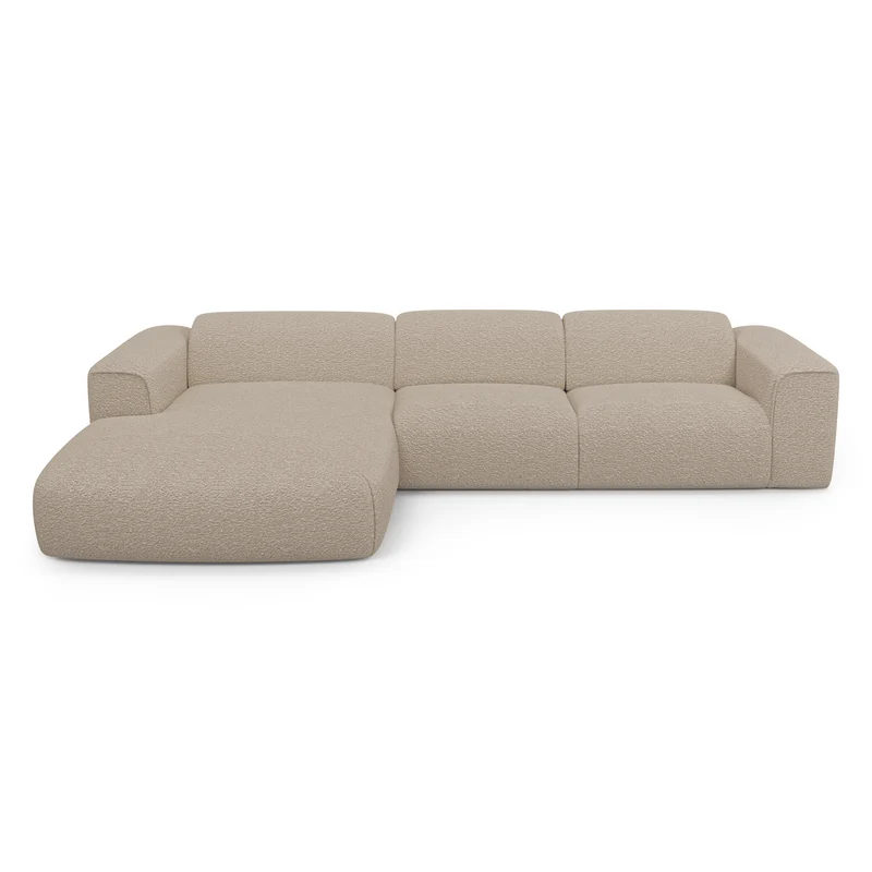 Canapé d'angle gauche convertible express matelas Dunlopillo 140cm NOVA Tissu bouclette