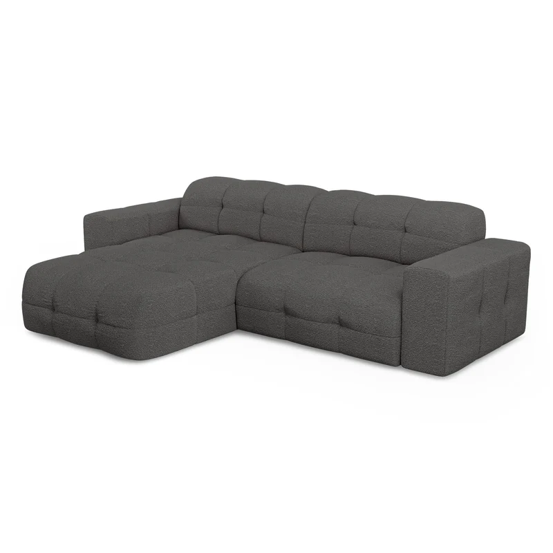 Canapé angle gauche MAEL Tissu bouclette
