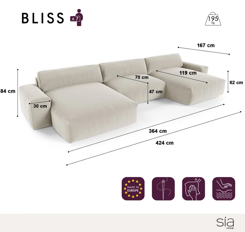Canapé Panoramique BLISS Tissu tramé toucher doux