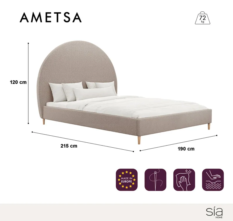 Lit 180cm AMETSA Tissu bouclette