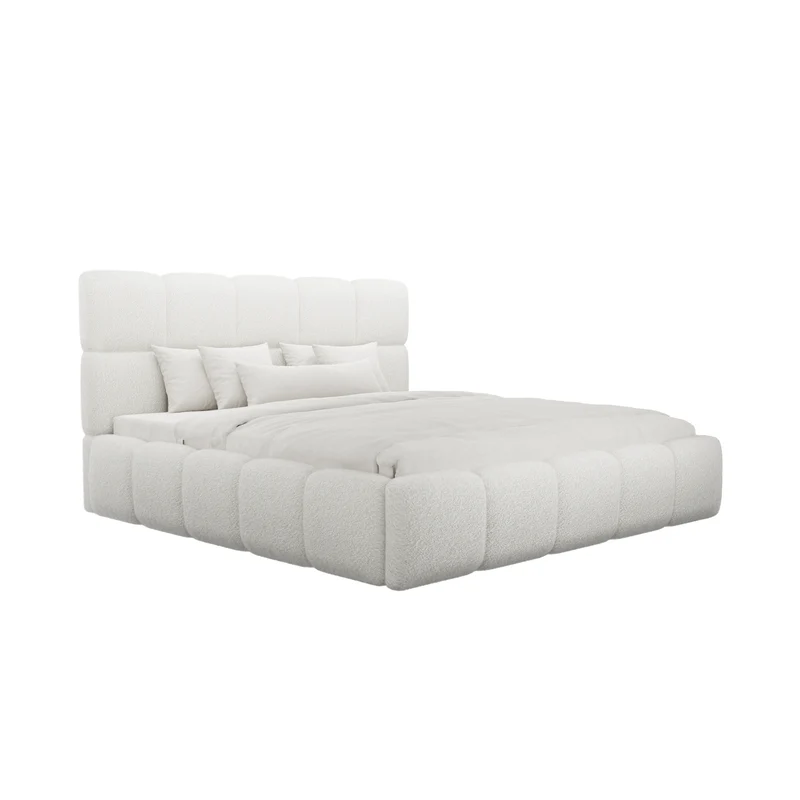 Lit coffre 160cm ONEIRA Tissu bouclette