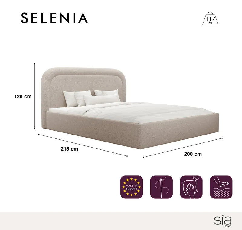 Lit coffre 180cm SELENIA Tissu bouclette