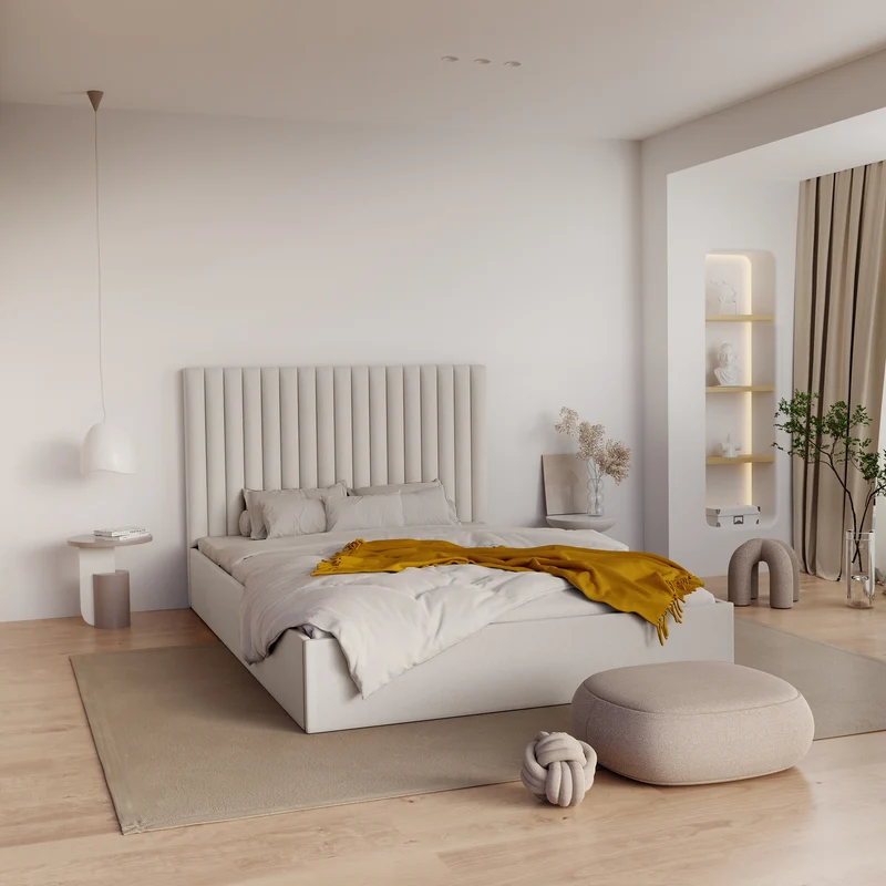 Lit coffre 180cm HERA Tissu tramé