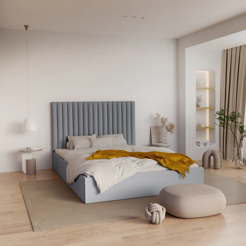 Lit coffre 180cm HERA Tissu tramé