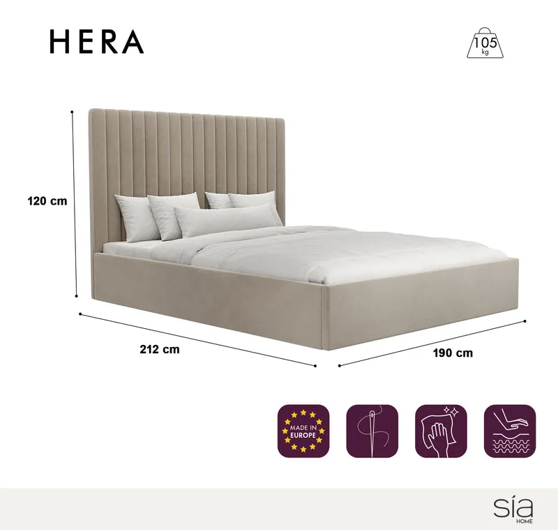 Lit coffre 180cm HERA Tissu tramé