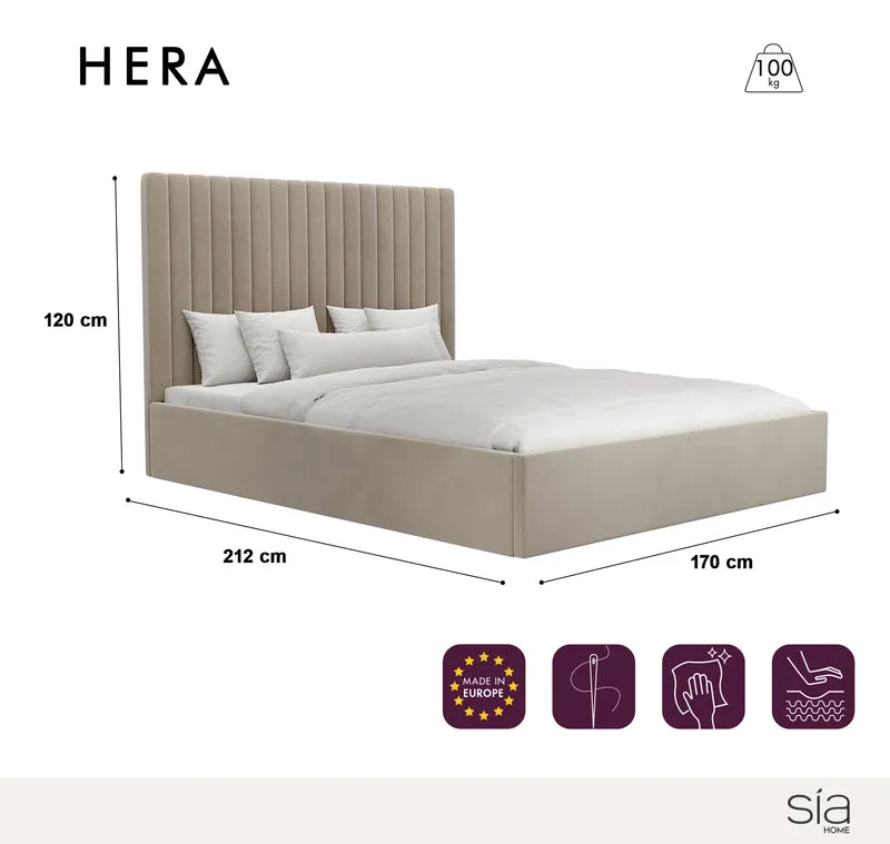 Lit coffre 160cm HERA Tissu tramé