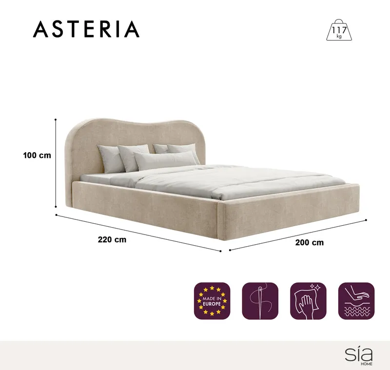 Lit coffre 180cm ASTERIA Tissu bouclette