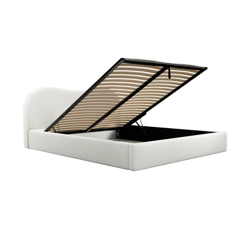 Lit coffre 160cm ASTERIA Tissu bouclette
