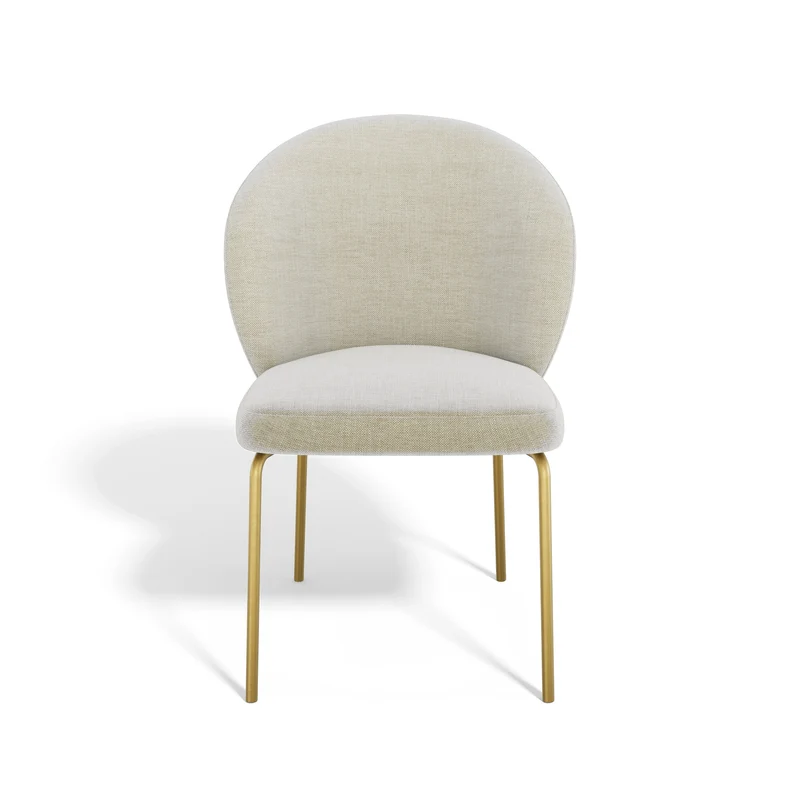 Lot de 2 Chaises Aria Tissu tramé toucher doux Pieds dorés mats