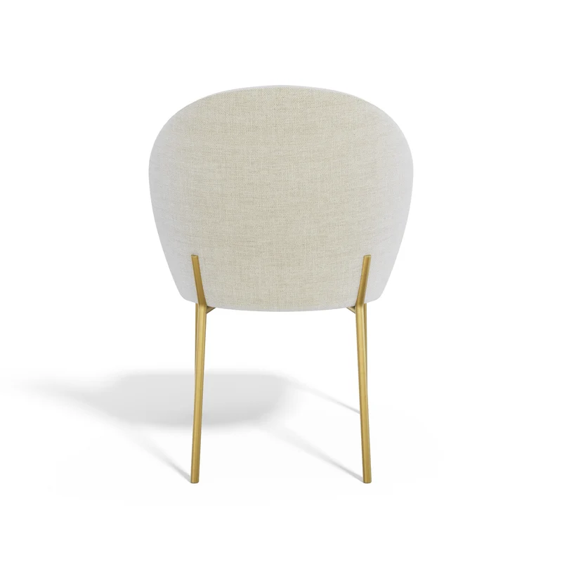 Lot de 2 Chaises Aria Tissu tramé toucher doux Pieds dorés mats