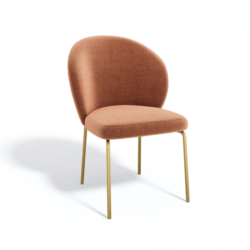 Lot de 2 Chaises Aria Tissu tramé toucher doux Pieds dorés mats
