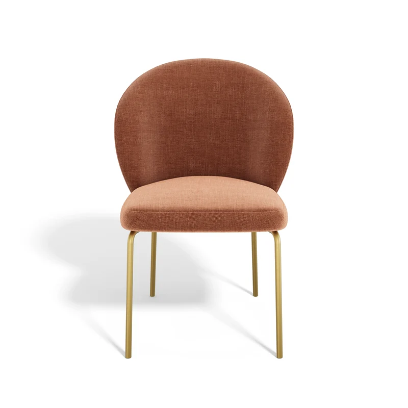 Lot de 2 Chaises Aria Tissu tramé toucher doux Pieds dorés mats