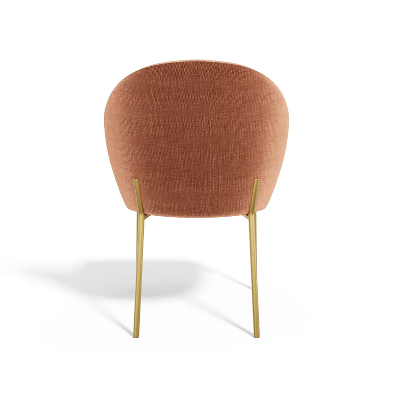 Lot de 2 Chaises Aria Tissu tramé toucher doux Pieds dorés mats