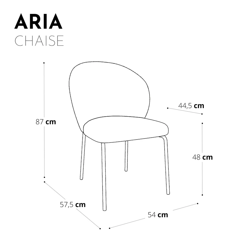 Lot de 2 Chaises Aria Tissu tramé toucher doux Pieds dorés mats