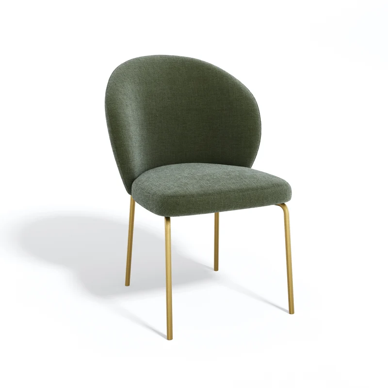 Lot de 2 Chaises Aria Tissu tramé toucher doux Pieds dorés mats