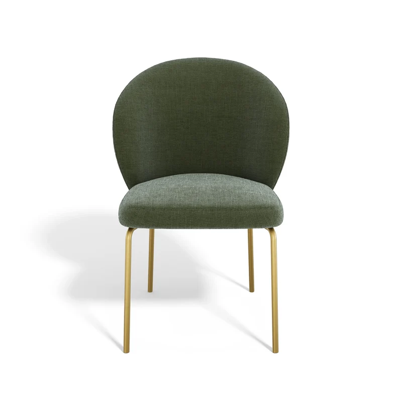 Lot de 2 Chaises Aria Tissu tramé toucher doux Pieds dorés mats