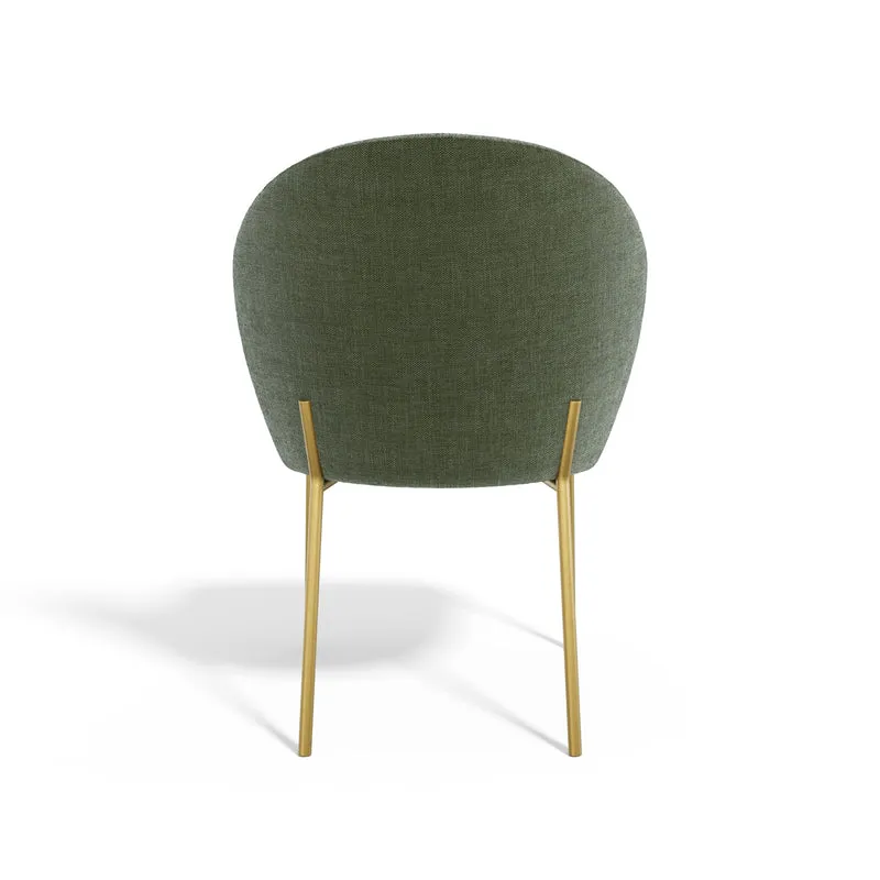Lot de 2 Chaises Aria Tissu tramé toucher doux Pieds dorés mats