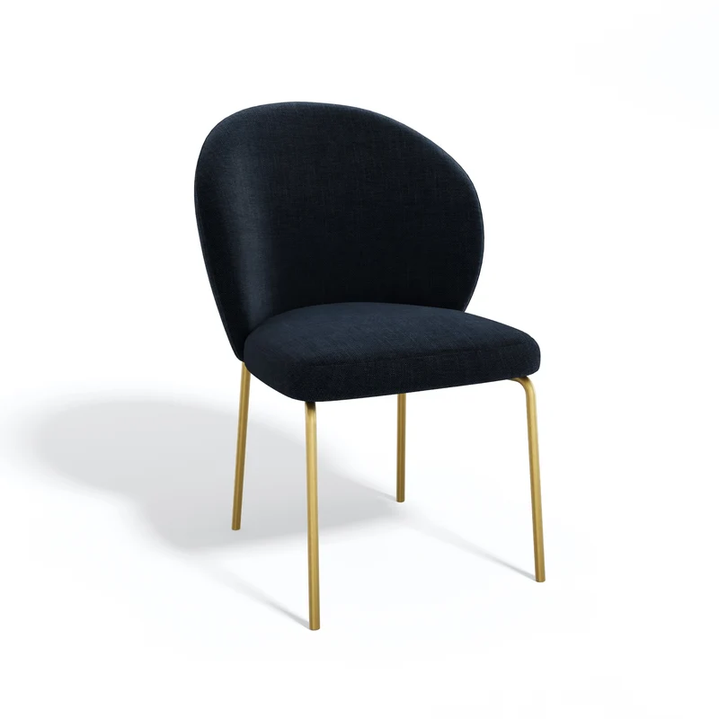 Lot de 2 Chaises Aria Tissu tramé toucher doux Pieds dorés mats