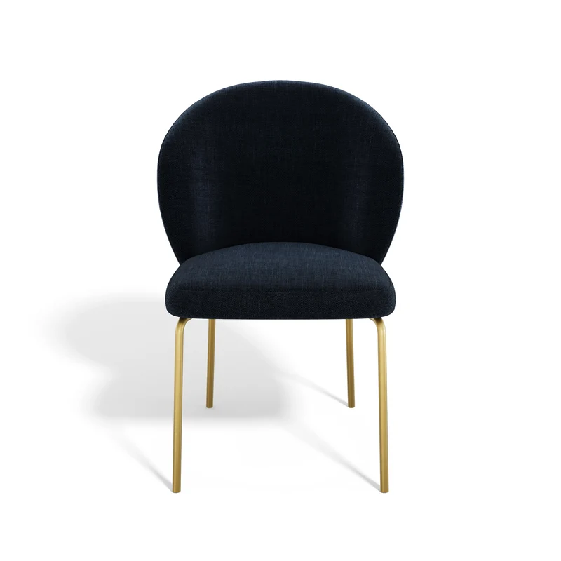 Lot de 2 Chaises Aria Tissu tramé toucher doux Pieds dorés mats