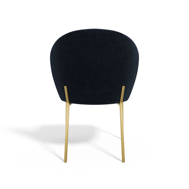 Lot de 2 Chaises Aria Tissu tramé toucher doux Pieds dorés mats