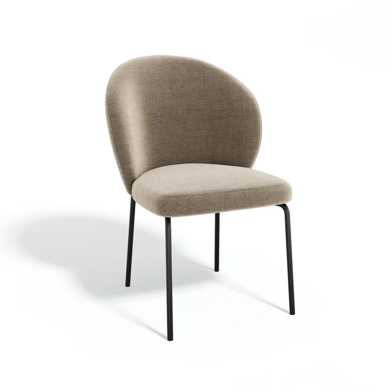 Lot de 2 Chaises Aria Tissu tramé toucher doux Pieds noirs