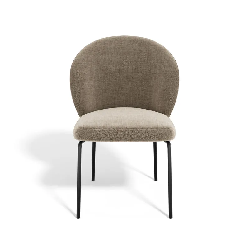 Lot de 2 Chaises Aria Tissu tramé toucher doux Pieds noirs