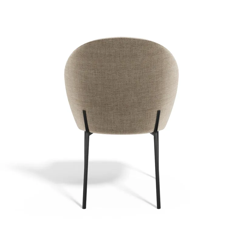 Lot de 2 Chaises Aria Tissu tramé toucher doux Pieds noirs