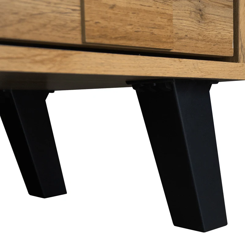 Meuble TV moderne effet bois avec 2 portes et 2 compartiments ouverts 160x35x45cm DHAASTI