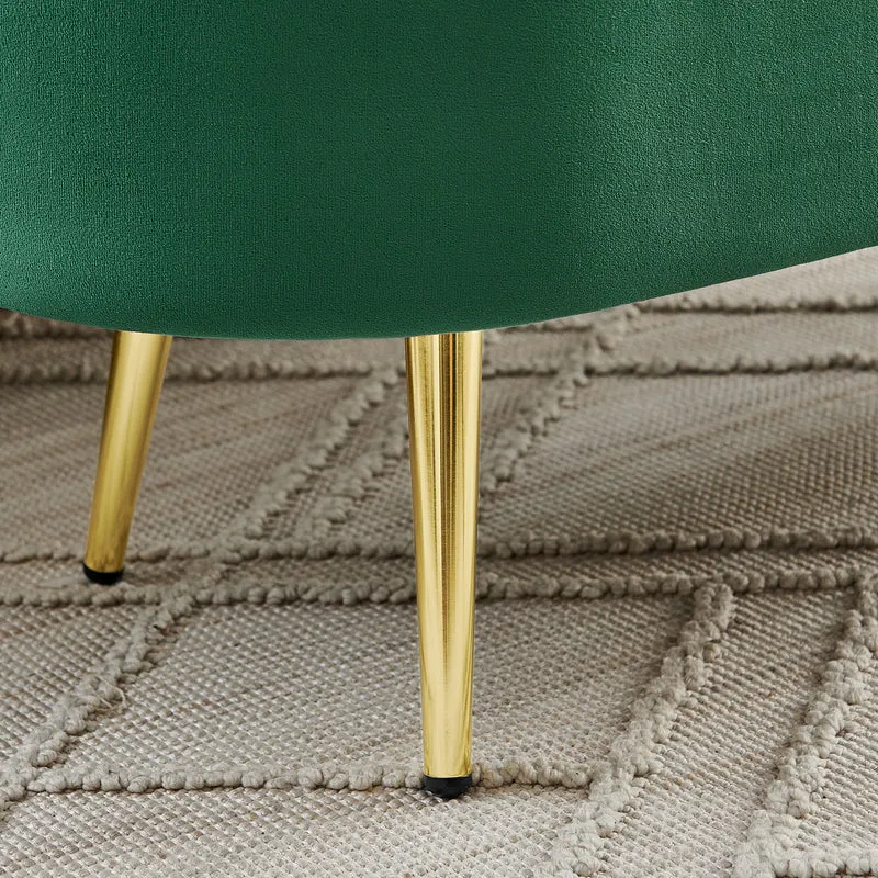 Banquette coffre pouf en velours vert avec pieds dorés 20L 110x40x42cm POTASSIUMPEAK