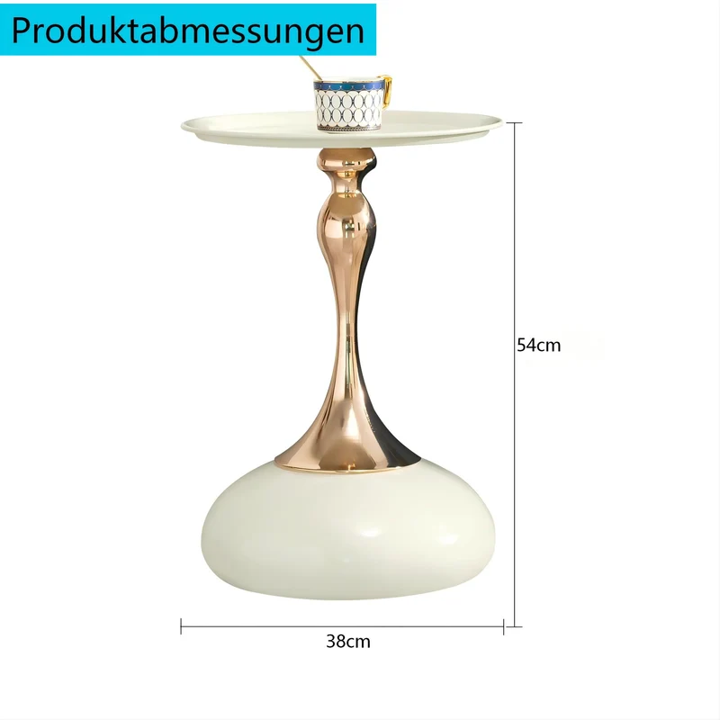 Table d'appoint ronde acier carbone blanc et dorée 38x38x54 cm PHOENIXRISE