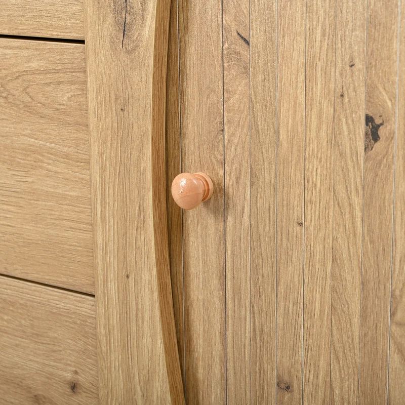 Buffet forme de pois effet bois naturel design latte 2 portes coulissantes 3 tiroirs TITANIUMTRAIL