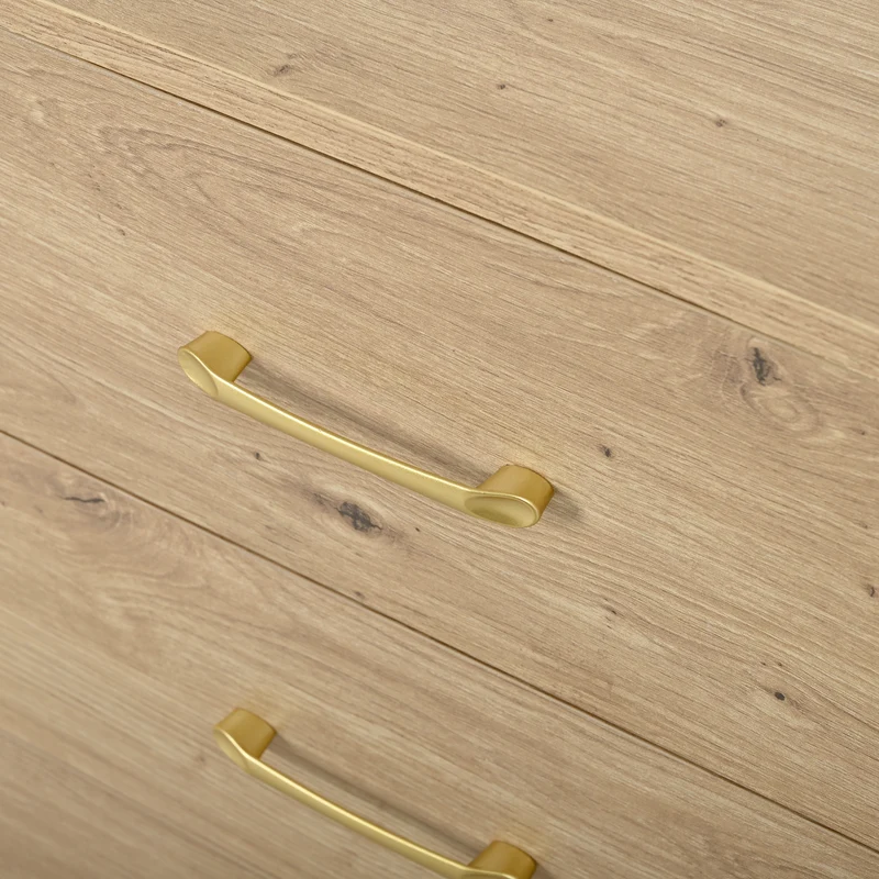 Buffet forme de pois effet bois naturel design latte 2 portes coulissantes 3 tiroirs TITANIUMTRAIL