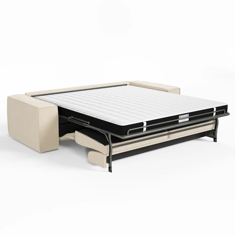 Canapé convertible express JOAN Velours à motifs - Matelas Dunlopillo 140cm