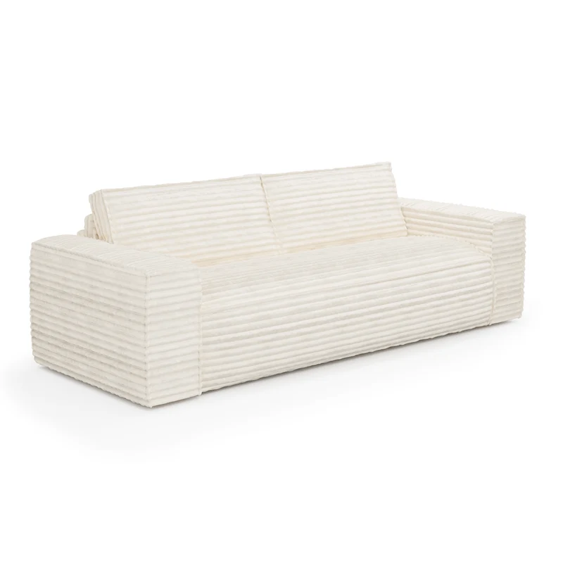 Canapé convertible express JOAN Velours côtelé XXL - Matelas Dunlopillo 140cm