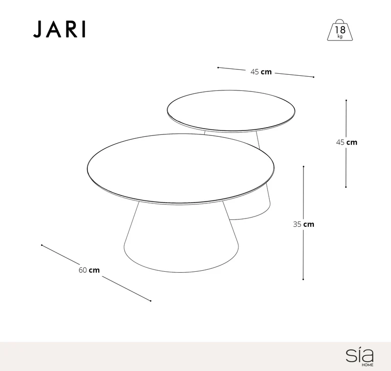 Lot de 2 tables basses gigognes JARI