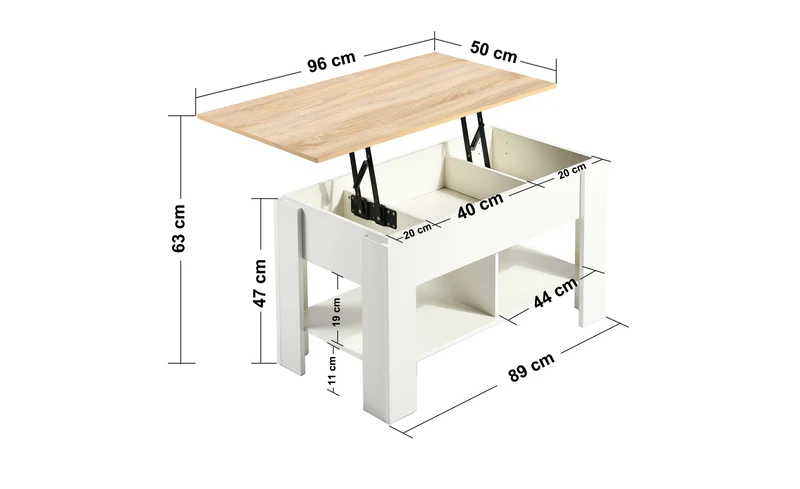Ensemble de canapé modulable 3 places en chenille vert et table basse relevable effet blanc chêne VERTEXZORATHYNOR ELOT OAK