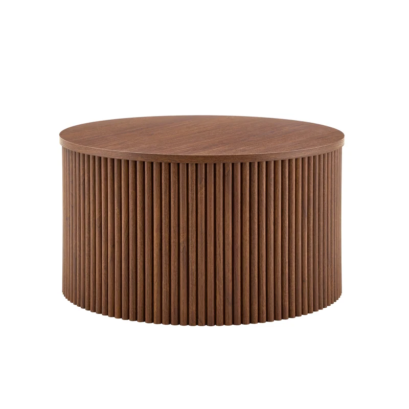 Lot de 2 tables basses gigognes effet bois noyer design colonne romaine CASCADEVEXX