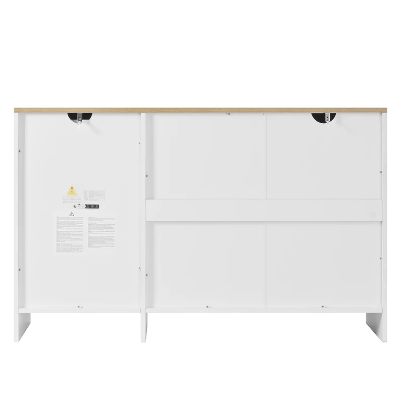 Buffet effet bois et blanc 3 portes 1 tiroir 120x40x75cm MOMENTUMINFI