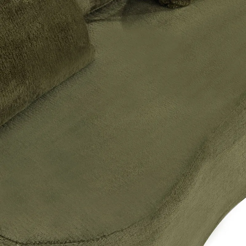 Canapé-lit 2 places convertible incurvé en velours vert olive 180x55cm, sans montage CASCADERIFTZ