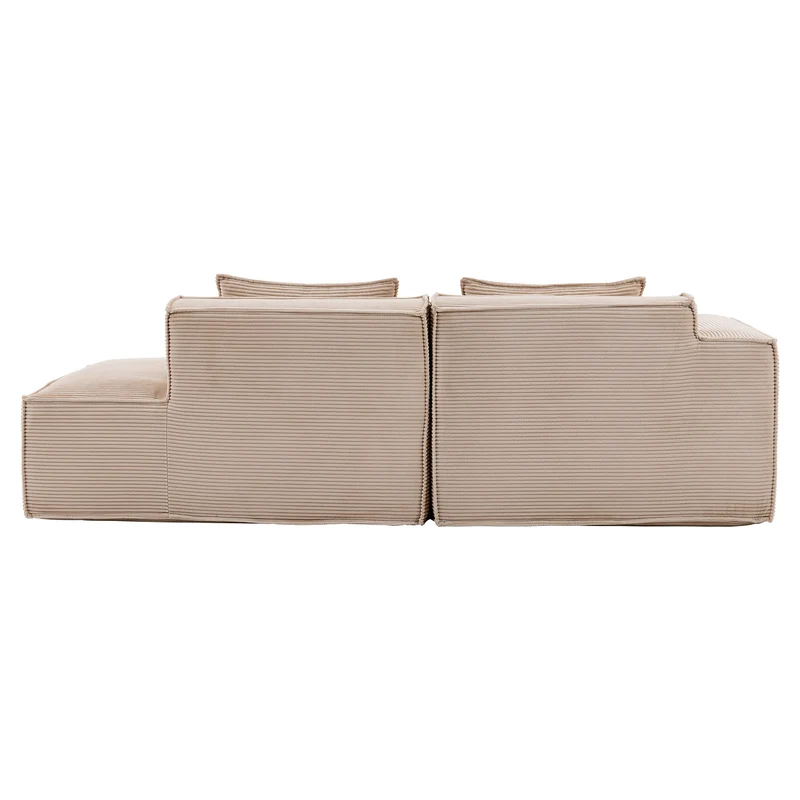 Canapé d'angle 3 places en velours côtelé beige design panoramique (235 cm) CASCADECLAR