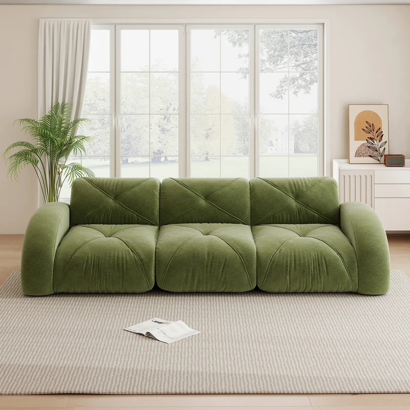 Canapé 3 places en chenille vert design articulé sans montage MOMENTUMVERTEXXX