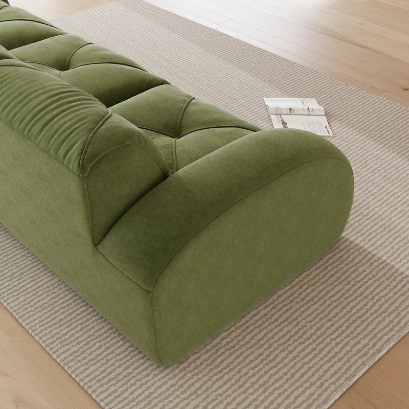 Canapé 3 places en chenille vert design articulé sans montage MOMENTUMVERTEXXX