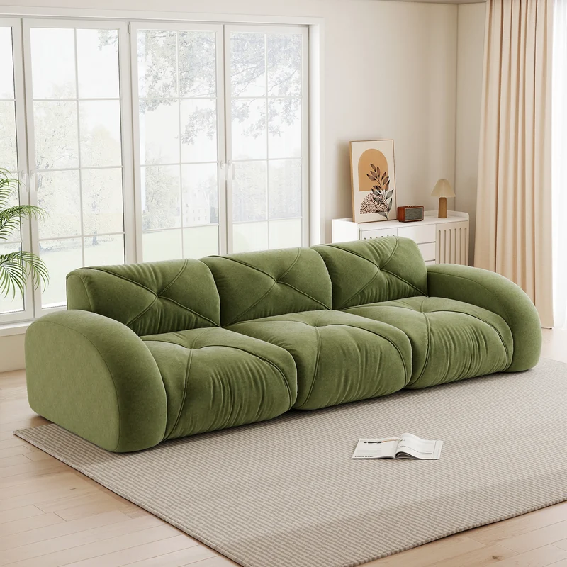 Canapé 3 places en chenille vert design articulé sans montage MOMENTUMVERTEXXX