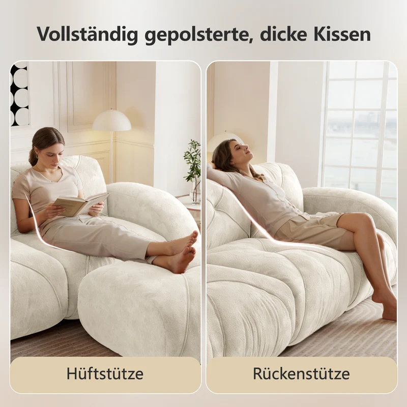Canapé 2 places tissu chenille écrue design articulé sans montage MOMENTUMCASCDD