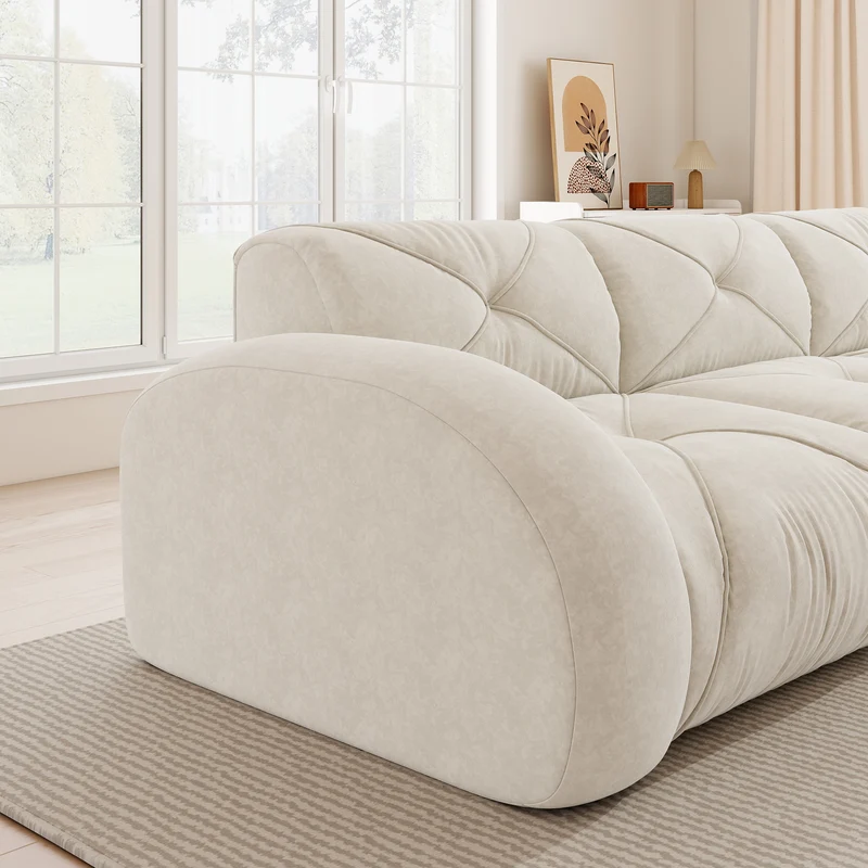 Canapé 2 places tissu chenille écrue design articulé sans montage MOMENTUMCASCDD