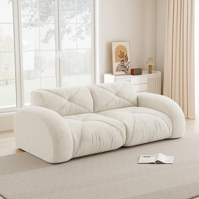 Canapé 2 places tissu chenille écrue design articulé sans montage MOMENTUMCASCDD