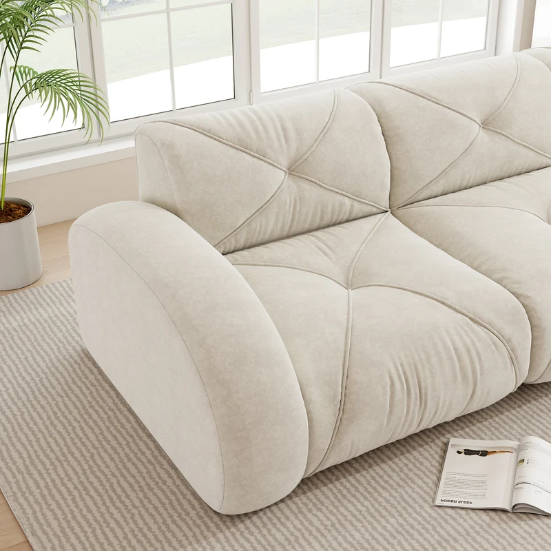 Canapé 3 places en chenille beige design articulé sans montage MOMENTUMMOMENN