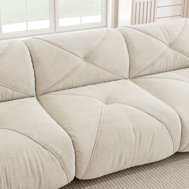 Canapé 3 places en chenille beige design articulé sans montage MOMENTUMMOMENN