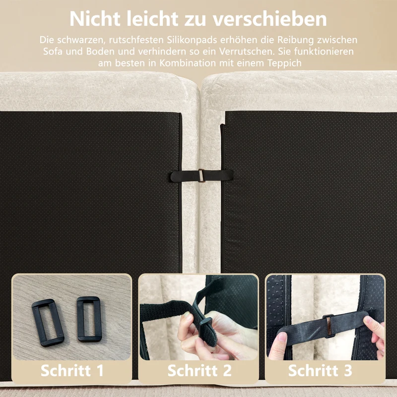 Canapé 3 places en chenille beige design articulé sans montage MOMENTUMMOMENN