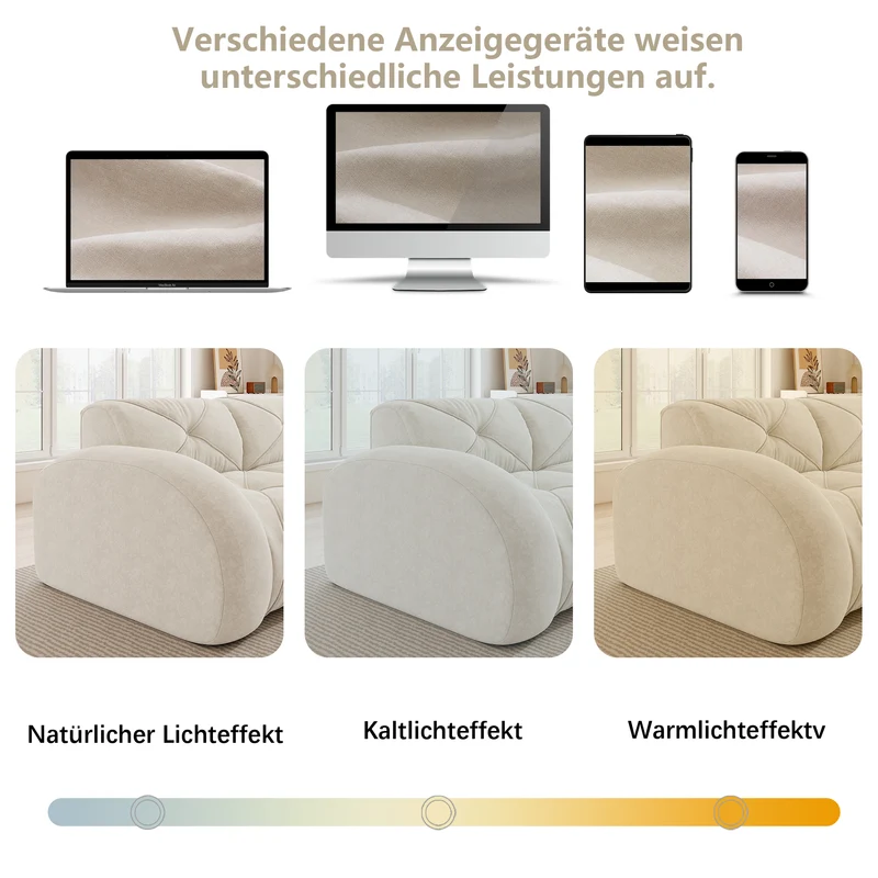 Canapé 3 places en chenille beige design articulé sans montage MOMENTUMMOMENN